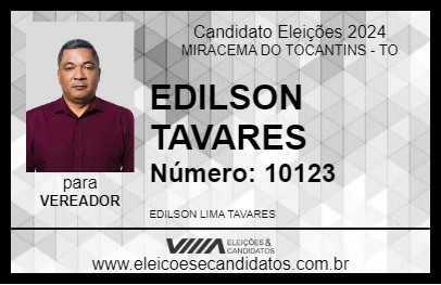 Candidato EDILSON TAVARES 2024 - MIRACEMA DO TOCANTINS - Eleições