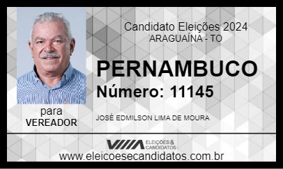 Candidato PERNAMBUCO 2024 - ARAGUAÍNA - Eleições