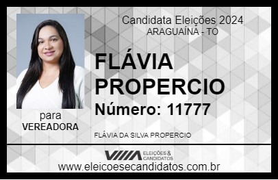 Candidato FLÁVIA PROPERCIO 2024 - ARAGUAÍNA - Eleições