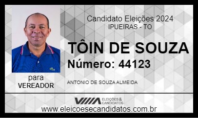 Candidato TÔIN DE SOUZA 2024 - IPUEIRAS - Eleições