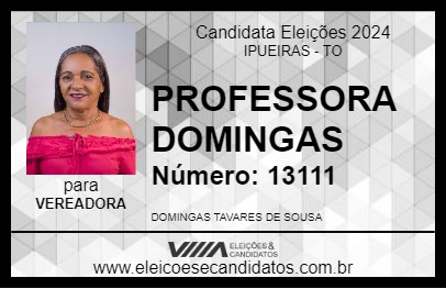 Candidato PROFESSORA DOMINGAS 2024 - IPUEIRAS - Eleições