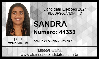 Candidato SANDRA 2024 - RECURSOLÂNDIA - Eleições