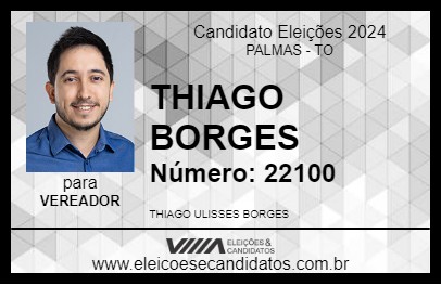 Candidato THIAGO BORGES 2024 - PALMAS - Eleições