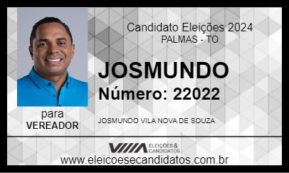 Candidato JOSMUNDO 2024 - PALMAS - Eleições