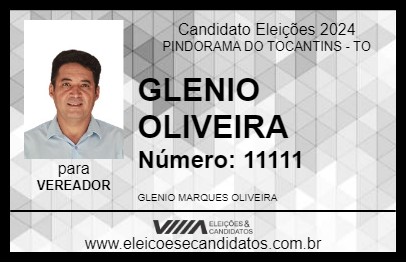 Candidato GLENIO OLIVEIRA 2024 - PINDORAMA DO TOCANTINS - Eleições