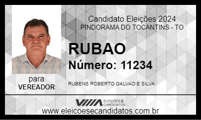 Candidato RUBAO 2024 - PINDORAMA DO TOCANTINS - Eleições