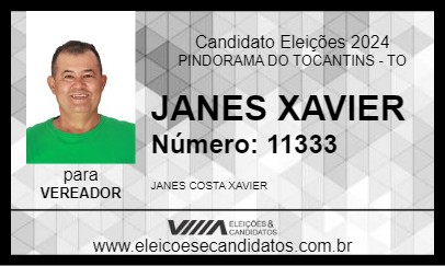 Candidato JANES XAVIER 2024 - PINDORAMA DO TOCANTINS - Eleições