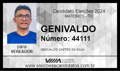 Candidato GENIVALDO 2024 - MATEIROS - Eleições