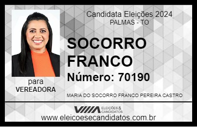 Candidato SOCORRO FRANCO 2024 - PALMAS - Eleições