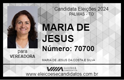 Candidato MARIA DE JESUS 2024 - PALMAS - Eleições