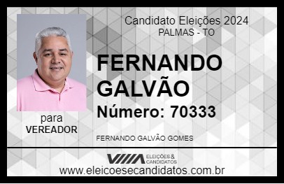 Candidato FERNANDO GALVÃO 2024 - PALMAS - Eleições