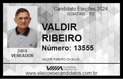 Candidato VALDIR RIBEIRO 2024 - GOIATINS - Eleições