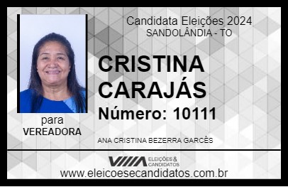 Candidato CRISTINA CARAJÁS 2024 - SANDOLÂNDIA - Eleições