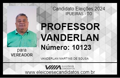 Candidato PROFESSOR VANDERLAN 2024 - IPUEIRAS - Eleições