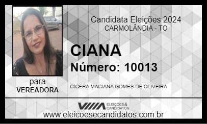 Candidato CIANA 2024 - CARMOLÂNDIA - Eleições