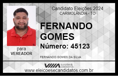 Candidato FERNANDO GOMES 2024 - CARMOLÂNDIA - Eleições