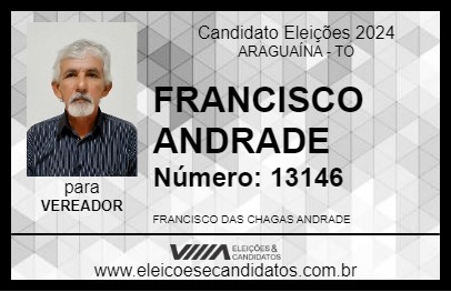 Candidato FRANCISCO ANDRADE 2024 - ARAGUAÍNA - Eleições