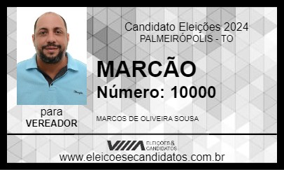 Candidato MARCÃO 2024 - PALMEIRÓPOLIS - Eleições