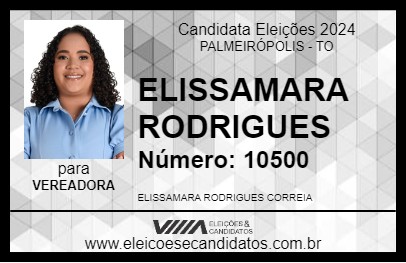 Candidato ELISSAMARA RODRIGUES 2024 - PALMEIRÓPOLIS - Eleições