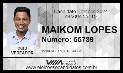 Candidato MAIKOM LOPES 2024 - ARAGUAÍNA - Eleições