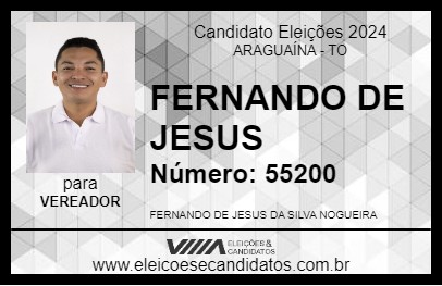 Candidato FERNANDO DE JESUS 2024 - ARAGUAÍNA - Eleições