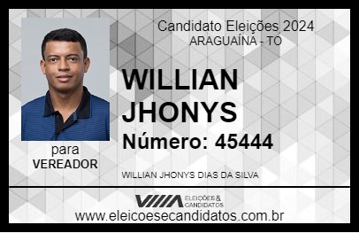 Candidato WILLIAN JHONYS 2024 - ARAGUAÍNA - Eleições