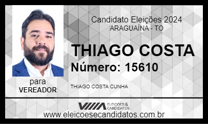 Candidato THIAGO COSTA 2024 - ARAGUAÍNA - Eleições