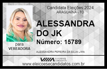 Candidato ALESSANDRA DO JK 2024 - ARAGUAÍNA - Eleições