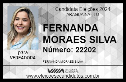 Candidato FERNANDA MORAES 2024 - ARAGUAÍNA - Eleições