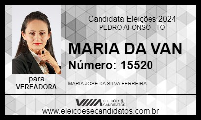 Candidato MARIA DA VAN 2024 - PEDRO AFONSO - Eleições