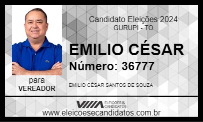 Candidato EMILIO CÉSAR 2024 - GURUPI - Eleições