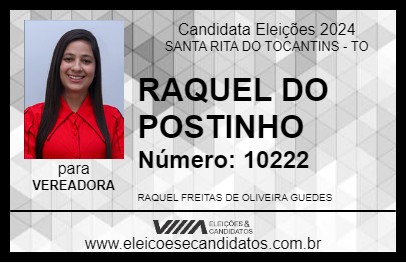 Candidato RAQUEL DO POSTINHO 2024 - SANTA RITA DO TOCANTINS - Eleições