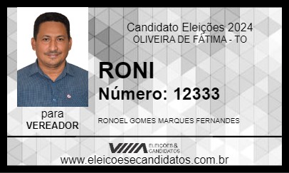 Candidato RONI 2024 - OLIVEIRA DE FÁTIMA - Eleições