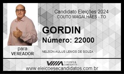 Candidato GORDIN 2024 - COUTO MAGALHÃES - Eleições