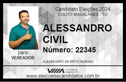 Candidato ALESSANDRO CIVIL 2024 - COUTO MAGALHÃES - Eleições