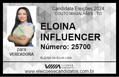 Candidato ELOINA INFLUENCER 2024 - COUTO MAGALHÃES - Eleições