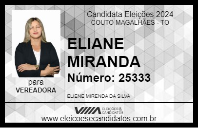 Candidato ELIANE MIRANDA 2024 - COUTO MAGALHÃES - Eleições