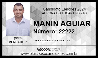 Candidato MANIN AGUIAR 2024 - AURORA DO TOCANTINS - Eleições