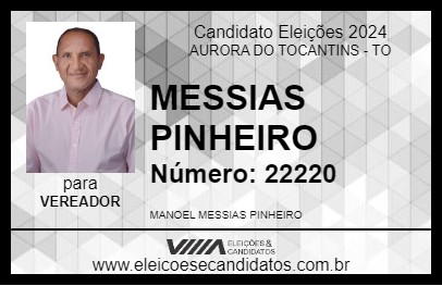 Candidato MESSIAS PINHEIRO 2024 - AURORA DO TOCANTINS - Eleições