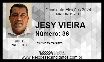 Candidato JESY VIEIRA 2024 - MATEIROS - Eleições