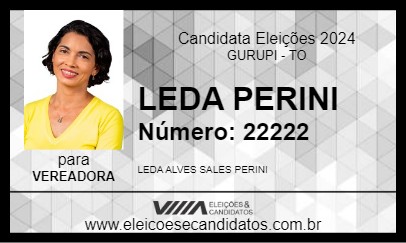 Candidato LEDA PERINI 2024 - GURUPI - Eleições