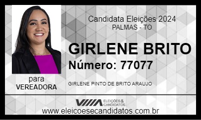 Candidato GIRLENE BRITO 2024 - PALMAS - Eleições