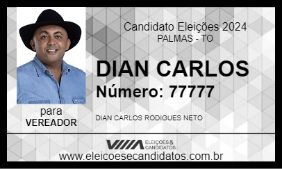 Candidato DIAN CARLOS 2024 - PALMAS - Eleições