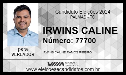 Candidato IRWINS CALINE 2024 - PALMAS - Eleições