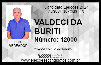 Candidato VALDECI DA BURITI 2024 - AUGUSTINÓPOLIS - Eleições