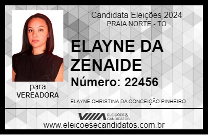 Candidato ELAYNE DA ZENAIDE 2024 - PRAIA NORTE - Eleições