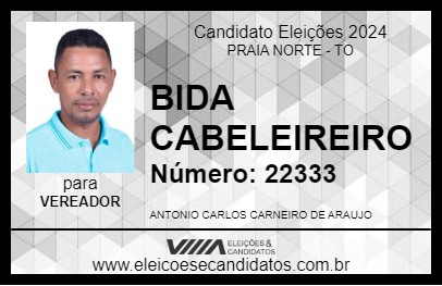 Candidato BIDA CABELEIREIRO 2024 - PRAIA NORTE - Eleições