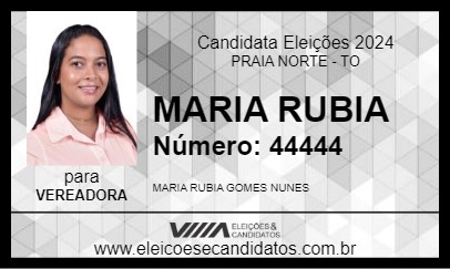 Candidato MARIA RUBIA 2024 - PRAIA NORTE - Eleições