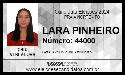 Candidato LARA PINHEIRO 2024 - PRAIA NORTE - Eleições