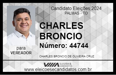 Candidato CHARLES BRONCIO 2024 - PALMAS - Eleições